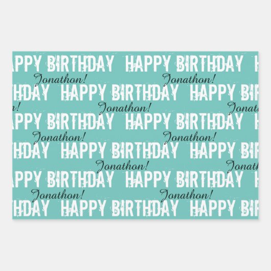 Aangepast Blauwgroen Birthday Wrapping Paper (Voorkant)