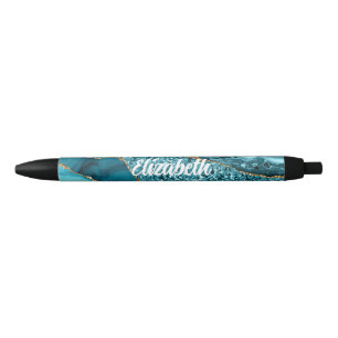 Aangepast Blauwgroen blauw agaat Zwarte Inkt Pen