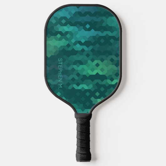 Aangepast Blauwgroen blauw Aqua Green Turquoise Mo Pickleball Paddle (Voorkant)
