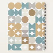 Aangepast Blauwgroen blauw groen buisbeige patroon Planner (Achterkant)