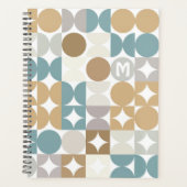 Aangepast Blauwgroen blauw groen buisbeige patroon Planner (Voorkant)