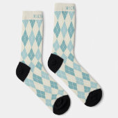 Aangepast Blauwgroen Blauw Groen Grijs Argyle Patr Sokken (Rechts)