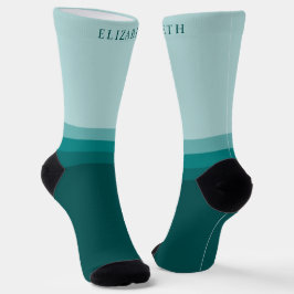 Aangepast Blauwgroen blauw groen kleurenblok Sokken