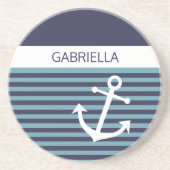 Aangepast, Blauwgroen blauw, groen stripe patroon Zandsteen Onderzetter (Voorkant)