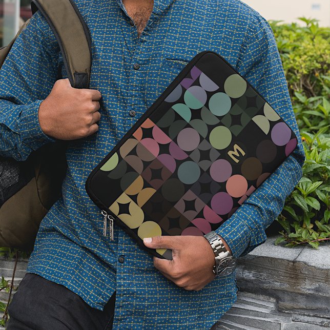 Aangepast Blauwgroen blauw groen, zwart Retropatro Laptop Sleeve (Creator heeft geüpload)