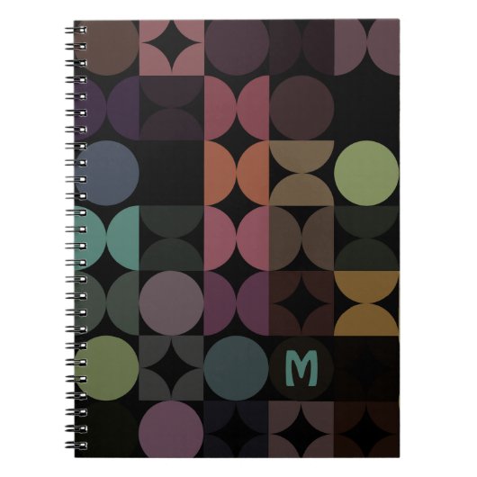 Aangepast Blauwgroen blauw groen, zwart Retropatro Notitieboek (Voorkant)