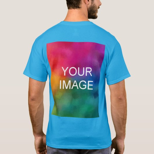 Aangepast Blauwgroen blauw Logo Afbeelding toevoeg T-shirt (Achterkant)