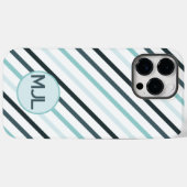 Aangepast Blauwgroen Blauw Monogram/Strepen Case-Mate iPhone Case (Achterkant (horizontaal))