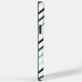 Aangepast Blauwgroen Blauw Monogram/Strepen Case-Mate iPhone Case (Achterkant / Rechts)