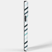 Aangepast Blauwgroen Blauw Monogram & Strepen Case-Mate iPhone Case (Achterkant / Rechts)