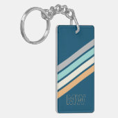 Aangepast Blauwgroen blauw Turquoise Gele Stripes  Sleutelhanger (Voorkant Links)
