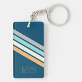 Aangepast Blauwgroen blauw Turquoise Gele Stripes  Sleutelhanger (achterkant)