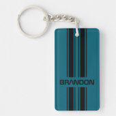 Aangepast Blauwgroen blauw zwart-wit met automatis Sleutelhanger (Voorkant)