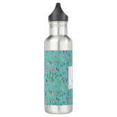 Aangepast BLAUWGROEN Floral monogram licht Waterfles (Links)