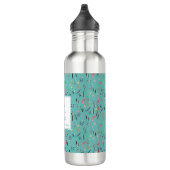 Aangepast BLAUWGROEN Floral monogram licht Waterfles (Rechts)