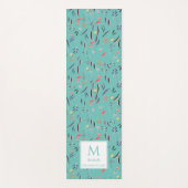 Aangepast BLAUWGROEN Floral monogram licht Yogamat (Voorkant)