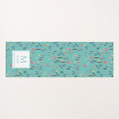 Aangepast BLAUWGROEN Floral monogram licht Yogamat (Voorkant (horizontaal))