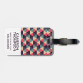 Aangepast Blauwgroen foto- en roze driehoekspatroo Bagagelabel (Achterkant horizontaal)