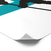 Aangepast Blauwgroen Hockey Player-nummer Poster (Hoek)