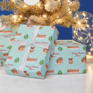 Aangepast Blauwgroen kerstpapier Cadeaupapier