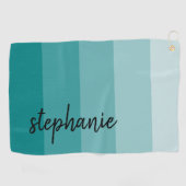 Aangepast Blauwgroen kleurenblok met moderne handt Golfhanddoek (Horizontaal)