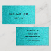 Aangepast Blauwgroen lederen ontwerp | Visitekaartje (Voorkant / Achterkant)