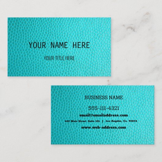 Aangepast Blauwgroen lederen ontwerp | Visitekaartje (Voorkant / Achterkant)