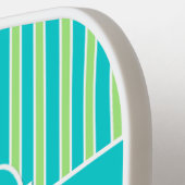 Aangepast Blauwgroen, Limoen-schade, strips-monogr Pickleball Paddle (Links Detail)
