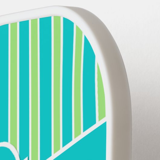 Aangepast Blauwgroen, Limoen-schade, strips-monogr Pickleball Paddle (Links Detail)