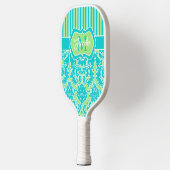 Aangepast Blauwgroen, Limoen-schade, strips-monogr Pickleball Paddle (Links)