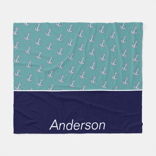 Aangepast Blauwgroen marineblauw op de zeebodem vo Fleece Deken (Voorkant (Horizontaal))