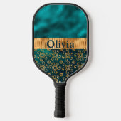 Aangepast Blauwgroen metaalgoud Pickleball Paddle (Achterkant)