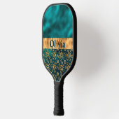 Aangepast Blauwgroen metaalgoud Pickleball Paddle (Links)