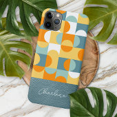 Aangepast Blauwgroen Seafoam Green Oranje Retro Ar Case-Mate iPhone Case