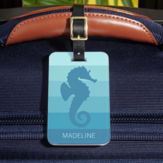 Aangepast Blauwgroen Turkoois Blauw Groen Streepje Bagagelabel (Voorkant Insitu 2)