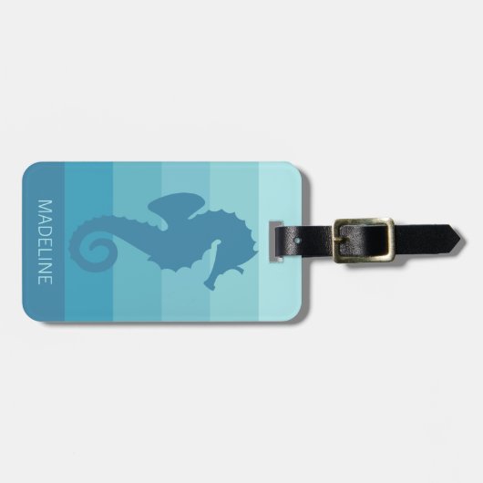 Aangepast Blauwgroen Turkoois Blauw Groen Streepje Bagagelabel (Voorkant horizontaal)