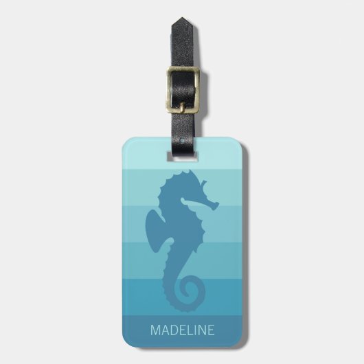 Aangepast Blauwgroen Turkoois Blauw Groen Streepje Bagagelabel (Voorkant verticaal)