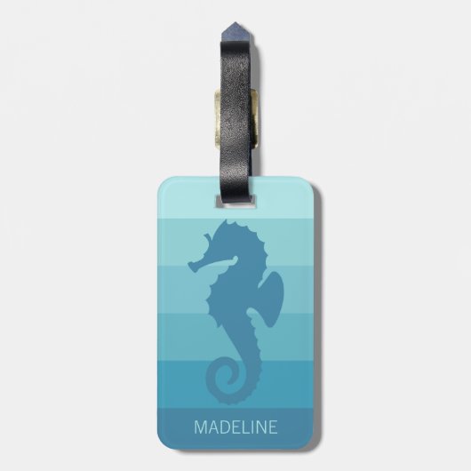 Aangepast Blauwgroen Turkoois Blauw Groen Streepje Bagagelabel (Achterkant verticaal)