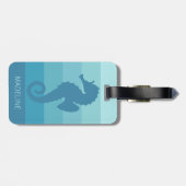 Aangepast Blauwgroen Turkoois Blauw Groen Streepje Bagagelabel (Achterkant horizontaal)