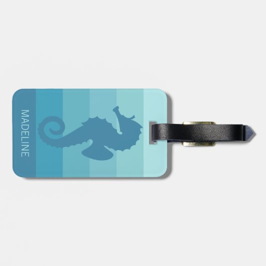 Aangepast Blauwgroen Turkoois Blauw Groen Streepje Bagagelabel (Achterkant horizontaal)