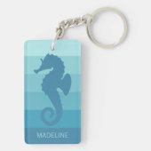 Aangepast Blauwgroen Turkoois Blauw Groen Streepje Sleutelhanger (achterkant)