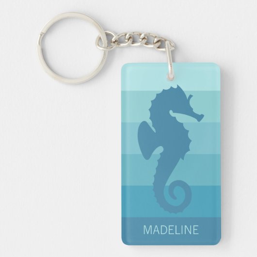 Aangepast Blauwgroen Turkoois Blauw Groen Streepje Sleutelhanger (Voorkant)