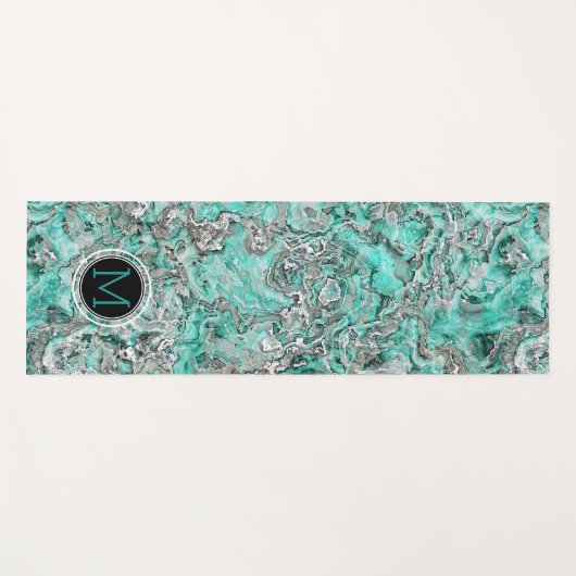 Aangepast Blauwgroen Turquoise Silver Grey Agate P Yogamat (Voorkant (horizontaal))