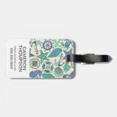 Aangepast Blauwgroen Zee dierentuin Bagagelabel (Achterkant horizontaal)