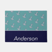 Aangepast Blauwgroen zeeblauw zeeanker Deurmat (Voorkant)