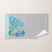Aangepast Blauwgroen zeezeepaardje Aqua Marine & G Bad Handdoek (Handdoek)