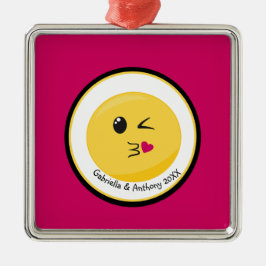 Aangepast blazen van een kus Love Emoji Ornament