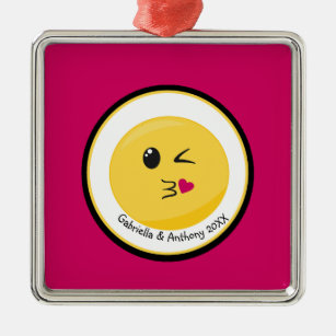 Aangepast blazen van een kus Love Emoji Ornament