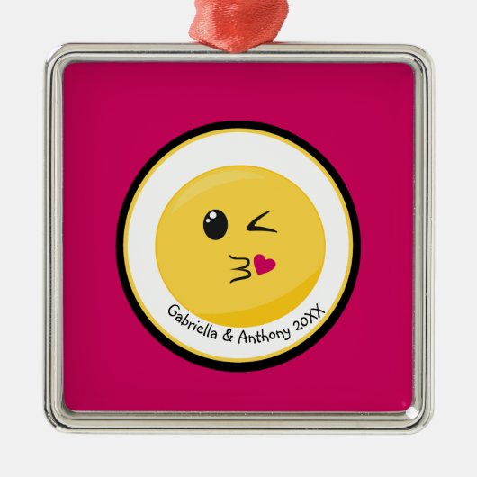 Aangepast blazen van een kus Love Emoji Ornament (Voorkant)