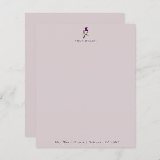 Aangepast Bleek papier voor Lila Hummingbird Stati (Voorkant / Achterkant)